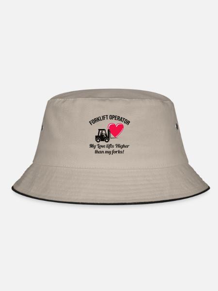 Gabelstaplerfahrer Fahrer Valentinstag Lustig - Bucket Hat - Khaki/Schwarz - Vorne