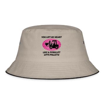 Forklift Operator Driver Valentine’s Day Funny - Bucket Hat - khaki/black - Front