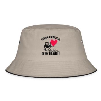 Forklift Operator Driver Valentine’s Day Funny - Bucket Hat - khaki/black - Front