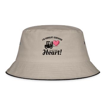 Forklift Operator Driver Valentine’s Day Funny - Bucket Hat - khaki/black - Front
