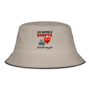 Forklift Operator Driver Valentine’s Day Funny - Bucket Hat - khaki/black - Front