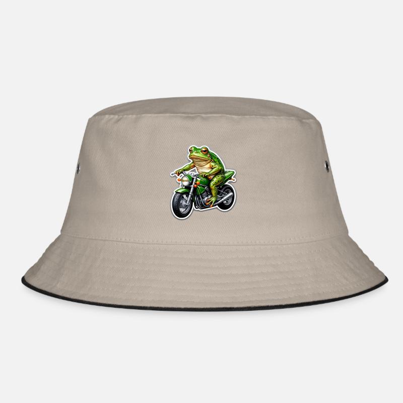 Frog on motorcycle Bucket Hat