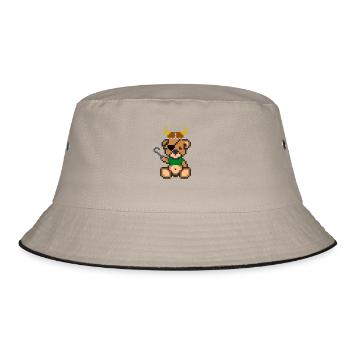 Pixel Bear Viking - Bucket Hat - khaki/black - Front