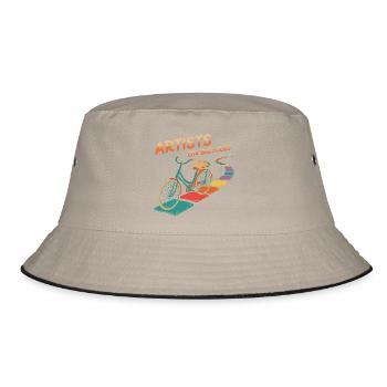 Künstler auf Fahrrädern - Bucket Hat - Khaki/Schwarz - Vorne