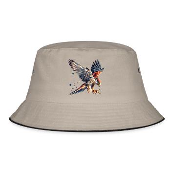 Falcon Bird of Prey Polygon Style - Bucket Hat - khaki/black - Front
