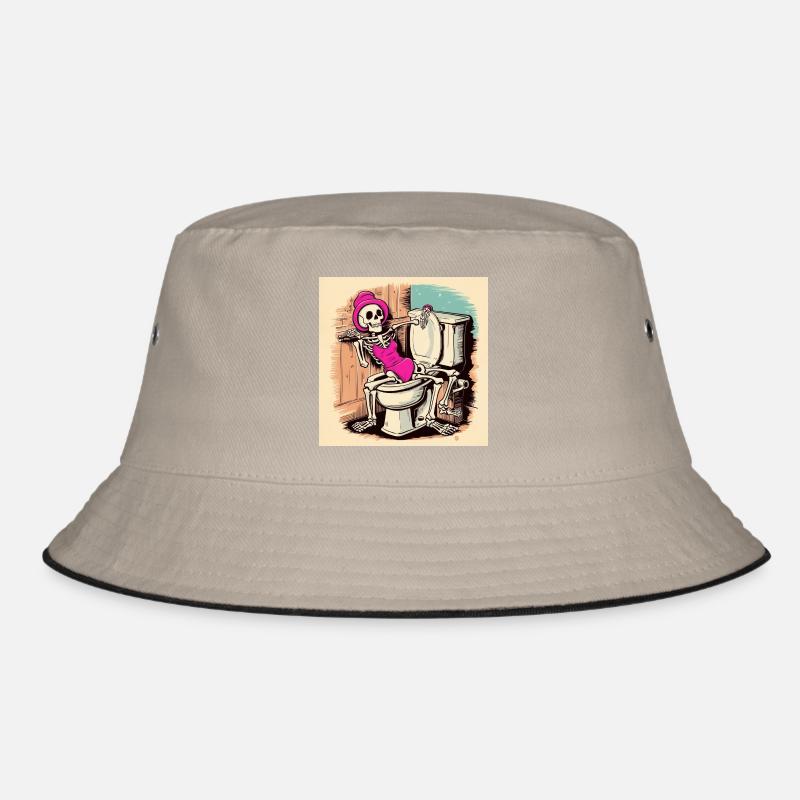 Skelett im Badezimmer mit Badeanzug Bucket Hat