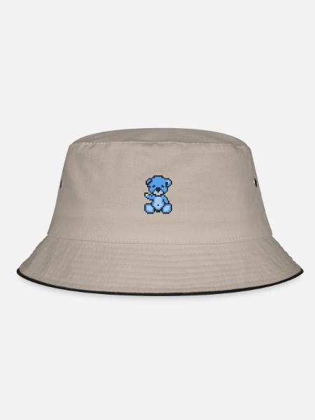 Pixel Bear Bluesky - Bucket Hat - khaki/black - Front