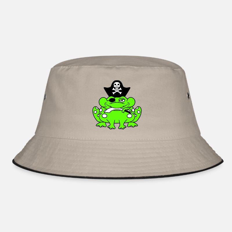 Frog Captain Cap Toad Funny Comic Cartoon Bucket Hat