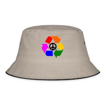 Friedenszeichen - Bucket Hat - Khaki/Schwarz - Vorne