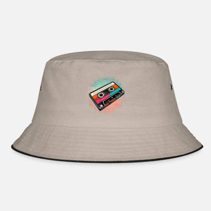 Kompaktkassette Cassette Tape 90er Geschenk - Bucket Hat - Khaki/Schwarz