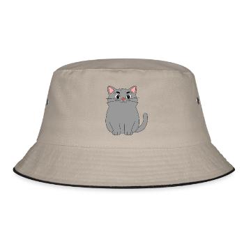 Gray Cat - Bucket Hat - khaki/black - Front