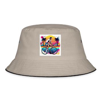 retro road bike rider 80s vintage - Bucket Hat - khaki/black - Front