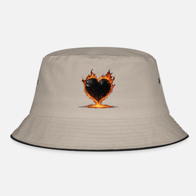 Schwarzes brennendes Herz Bucket Hat