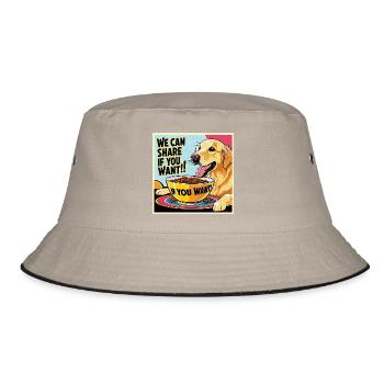 Golden Retriever - We Can Share If You Want - Bucket Hat - Khaki/Schwarz - Vorne