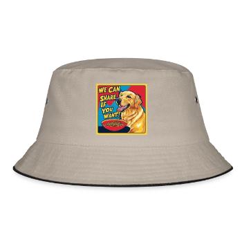 Golden Retriever - We Can Share If You Want - Bucket Hat - Khaki/Schwarz - Vorne