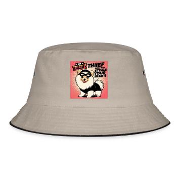 Comicstyle Pomeranian Dog "I am a thief" - Bucket Hat - khaki/black - Front