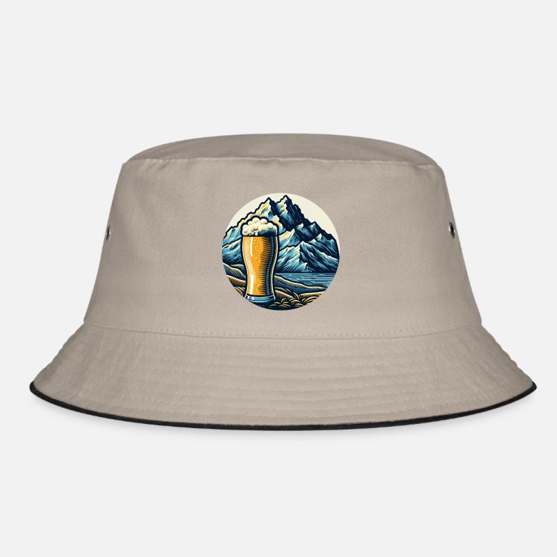Mountain Beer Landscape Illustration Bucket Hat