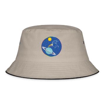 Regenbogen-Einhorn - Bucket Hat - Khaki/Schwarz - Vorne