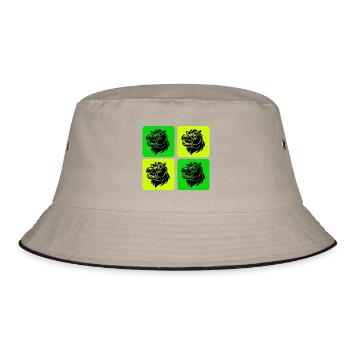 Hippo mit Sonnenbrille - Bucket Hat - Khaki/Schwarz - Vorne