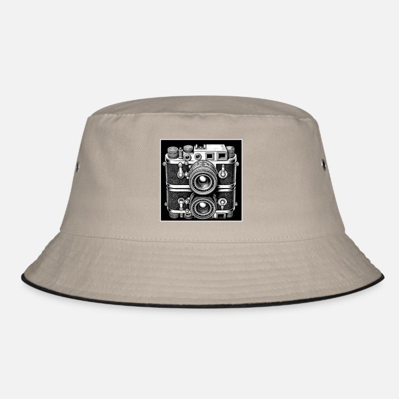 Vintage Camera Engraving Style Bucket Hat