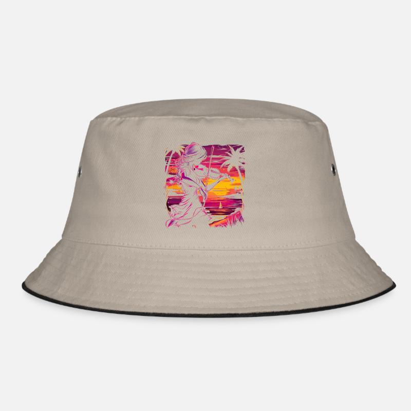 Geigerin Synthwave - Bucket Hat - Khaki/Schwarz