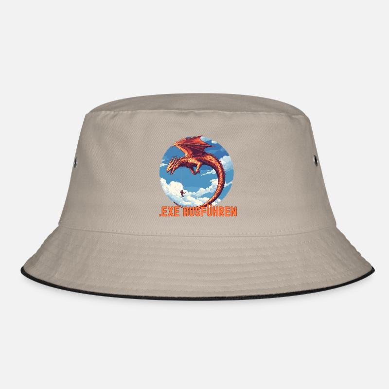 EXE AUSFÜHREN Drachen Admin IT Informatik Lustig - Bucket Hat - Khaki/Schwarz