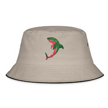 melon shark melon shark fish melon kawaii diving - Bucket Hat - khaki/black - Front