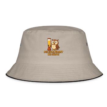 Eule mit der Säule - Bucket Hat - Khaki/Schwarz - Vorne
