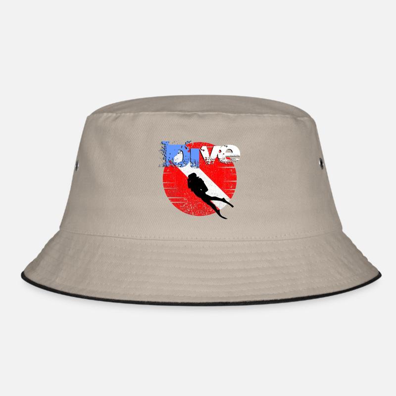 American Diver Down Flagge - Bucket Hat - Khaki/Schwarz