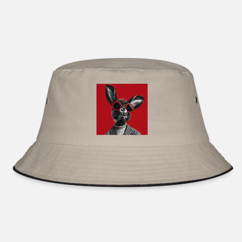 Hase mit Sonnenbrille vor rotem Hintergrund Bucket Hat