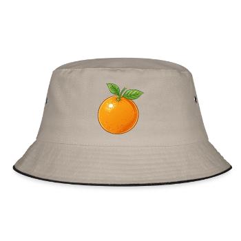 Orange Fruit Fruit Fruits Drawing - Bucket Hat - khaki/black - Front