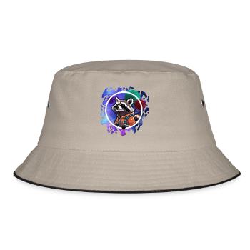 Weltraum-Raccoon mit Astronautenanzug - Bucket Hat - Khaki/Schwarz - Vorne