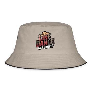 Line Dance Was sonst? Ich bin Line Dancer - Bucket Hat - Khaki/Schwarz - Vorne