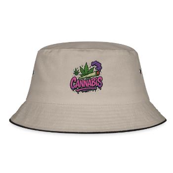 Eye-catching graffiti motif with green 'CANNABIS' S - Bucket Hat - khaki/black - Front