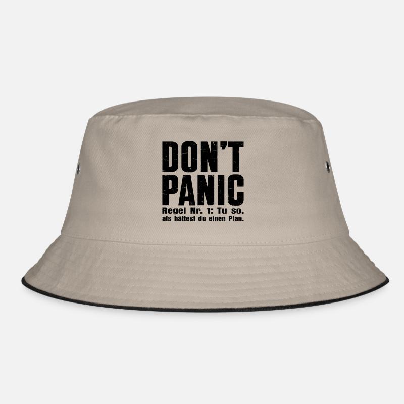 „DON’T PANIC“ – Das Kultshirt - Bucket Hat - Khaki/Schwarz