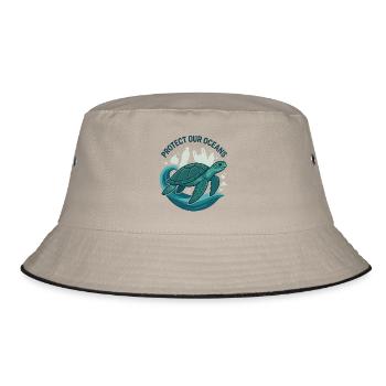 Protect Our Oceans - Bucket Hat - khaki/black - Front