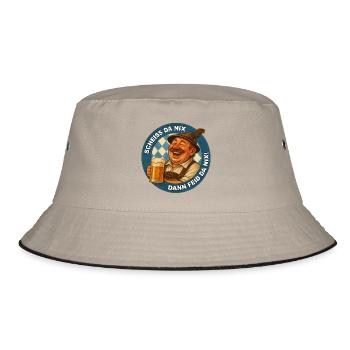 SCHEISS DA NIX DANN FEID DA NIX! - Bucket Hat - Khaki/Schwarz - Vorne