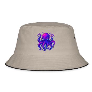 Neon Octopus - Bucket Hat - khaki/black - Front
