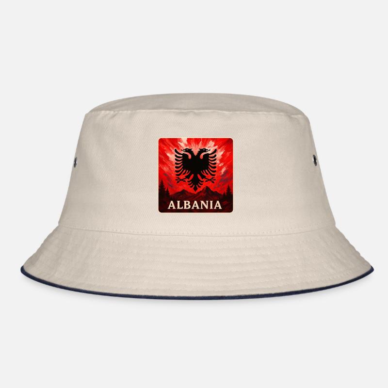 Albania Double Eagle Design Bucket Hat