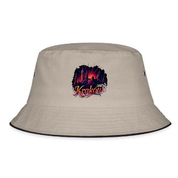 Krakow Kraków City Poland Silhouette Gift - Bucket Hat - khaki/black - Front