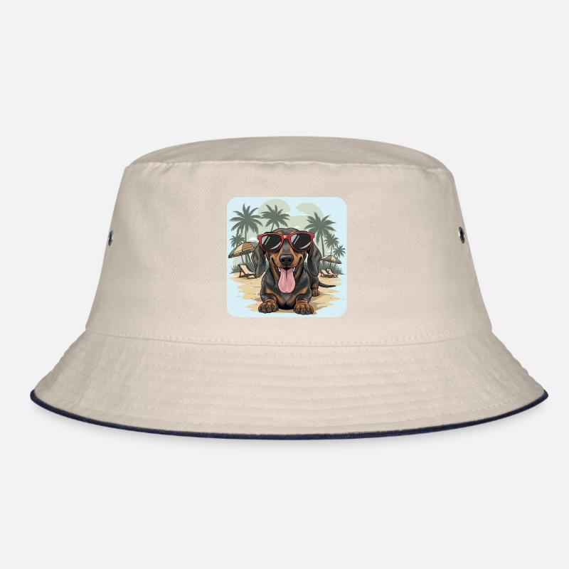 Dackel Beach Dackel Dackel mit cooler Brille Bucket Hat