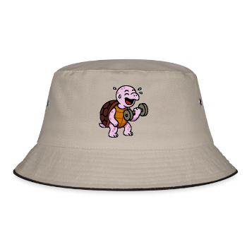 Pink turtle pink girl - Bucket Hat - khaki/black - Front