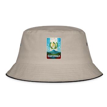 Guatemala Vulkan & Nationalwappen - Bucket Hat - Khaki/Schwarz - Vorne