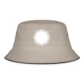 Filigree white cake lace as decoration - Bucket Hat - khaki/black - Front
