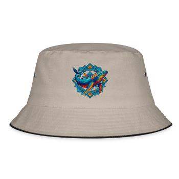 WPAP Polygon Stil Tiere Wal Blumen Kranz - Bucket Hat - Khaki/Schwarz - Vorne
