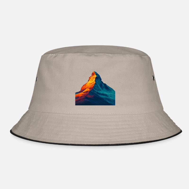 WPAP Stil - Matterhorn, Berg Schweiz - Bucket Hat - Khaki/Schwarz