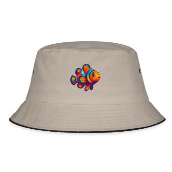 WPAP Polygon Style Animals - Clownfish - Bucket Hat - khaki/black - Front