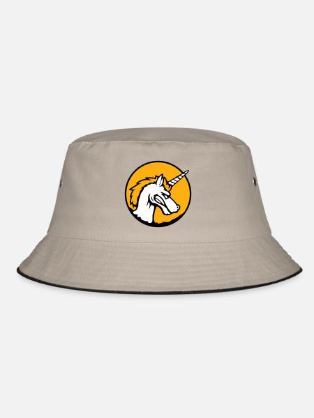 Einhorn Böse Wütend Angriff Zähne knirschen sauer - Bucket Hat - Khaki/Schwarz - Vorne