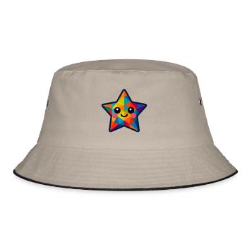 WPAP Polygon Kawaii Style Baby Star - Bucket Hat - khaki/black - Front
