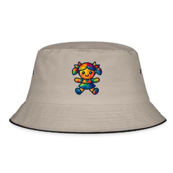 WPAP Polygon Kawaii Style Baby Doll - Bucket Hat - khaki/black - Front